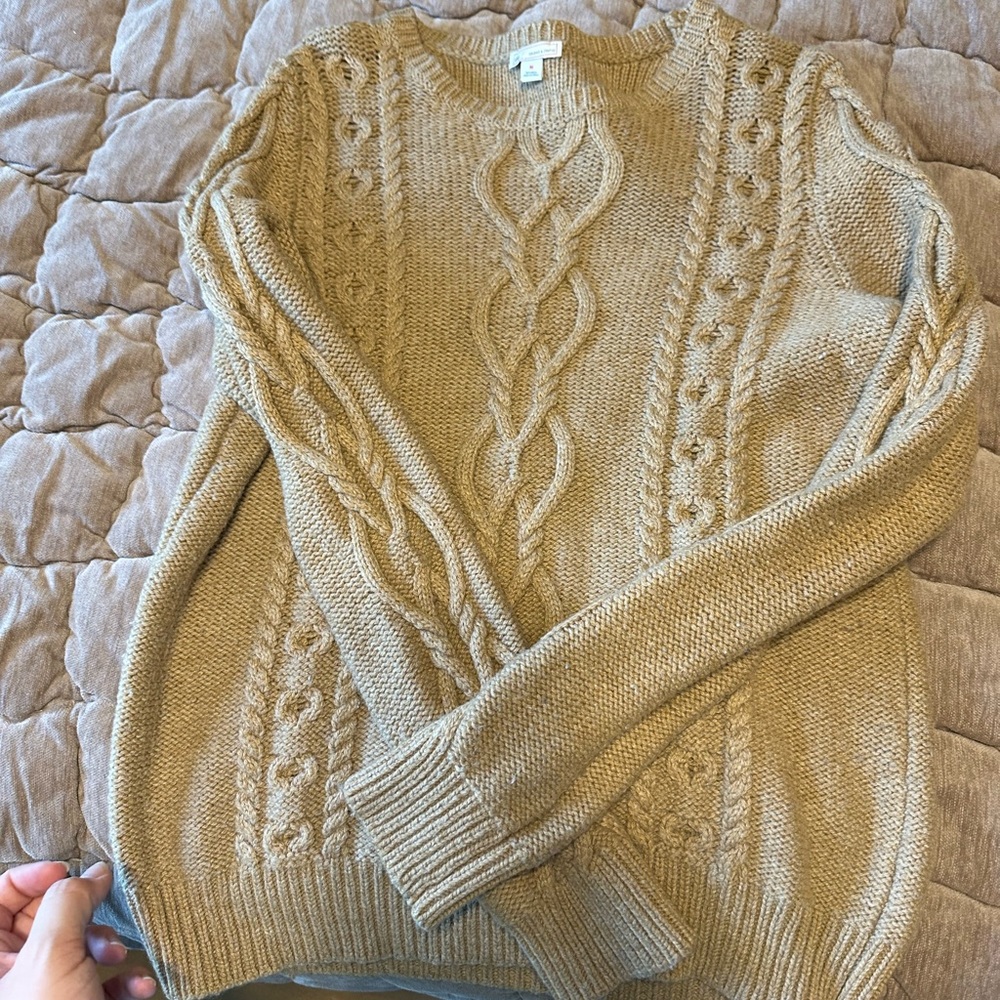 Cable Knit Sweater in Tan